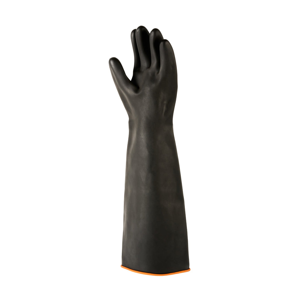 Clean Tek Professional 30 mil Black Latex Chemical-Resistant Gloves - Unlined, Heavy Duty - 21 3/4" - Pair - 1 count box
