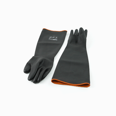 Clean Tek Professional 30 mil Black Latex Chemical-Resistant Gloves - Unlined, Heavy Duty - 21 3/4" - Pair - 10 count box