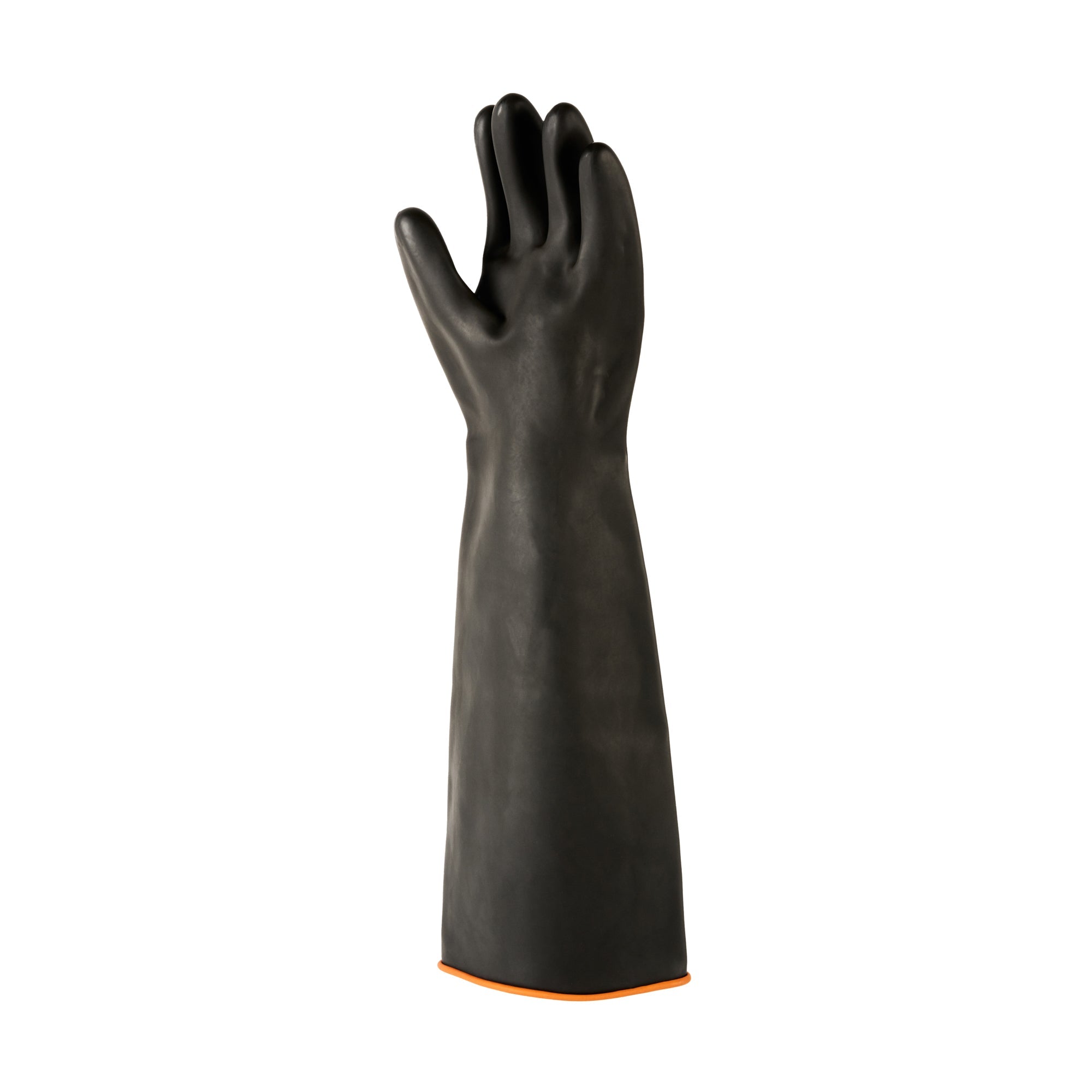Clean Tek Professional 30 mil Black Latex Chemical-Resistant Gloves - Unlined, Heavy Duty - 21 3/4" - Pair - 10 count box