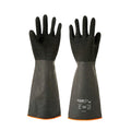 Clean Tek Professional 35 mil Black Latex Chemical-Resistant Gloves - Non-Slip, Unlined, Heavy Duty - 17 3/4" - Pair - 10 count box