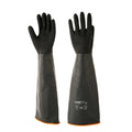 Clean Tek Professional 35 mil Black Latex Chemical-Resistant Gloves - Non-Slip, Unlined, Heavy Duty - 21 3/4" - Pair - 10 count box