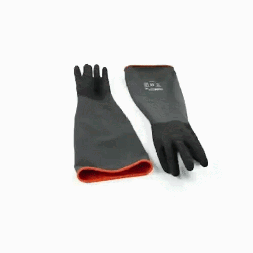 Clean Tek Professional 35 mil Black Latex Chemical-Resistant Gloves - Non-Slip, Unlined, Heavy Duty - 21 3/4" - Pair - 10 count box