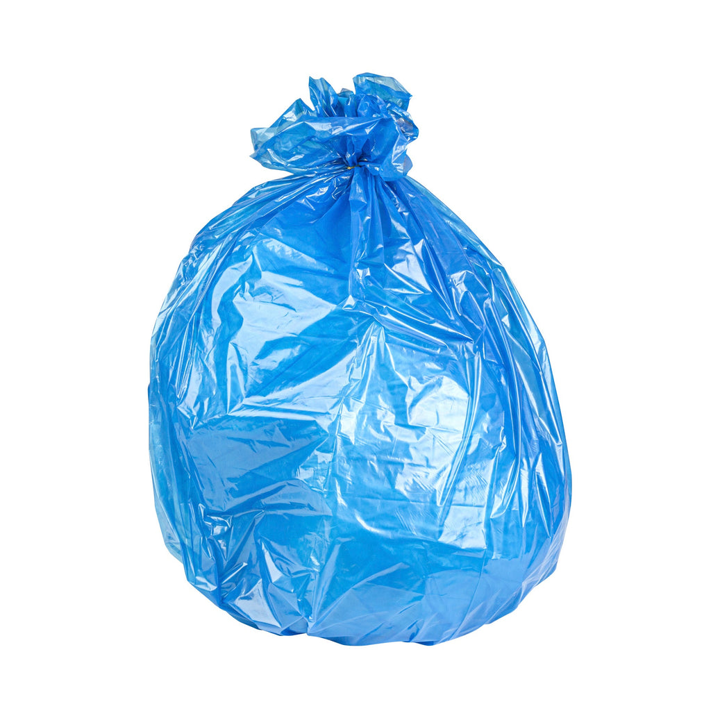 Clean Tek Professional 33 Gal Blue Plastic Recycling Trash Liner - Linear Low Density, 1 mil - 33" x 39" - 150 count box