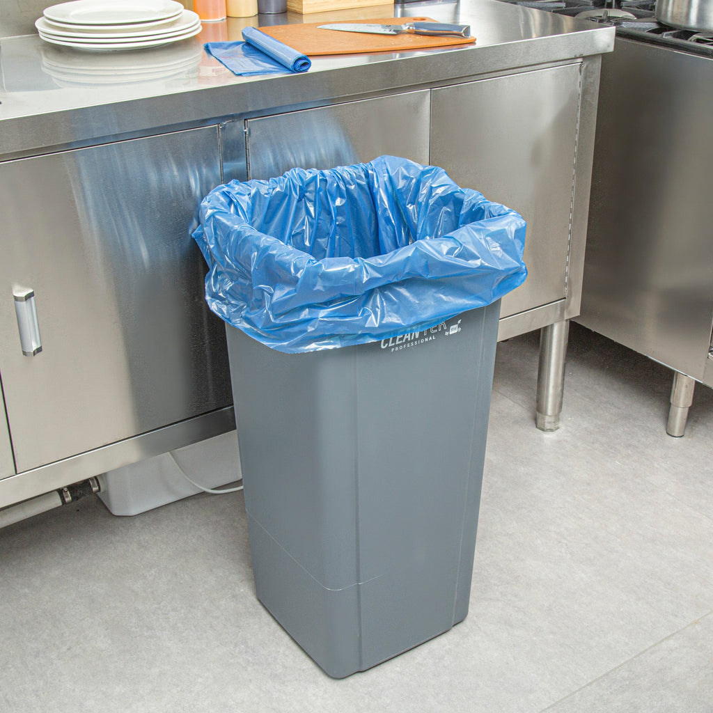 Clean Tek Professional 40 - 45 Gal Blue Plastic Recycling Trash Liner - Linear Low Density, 1.2 mil - 40" x 46" - 100 count box