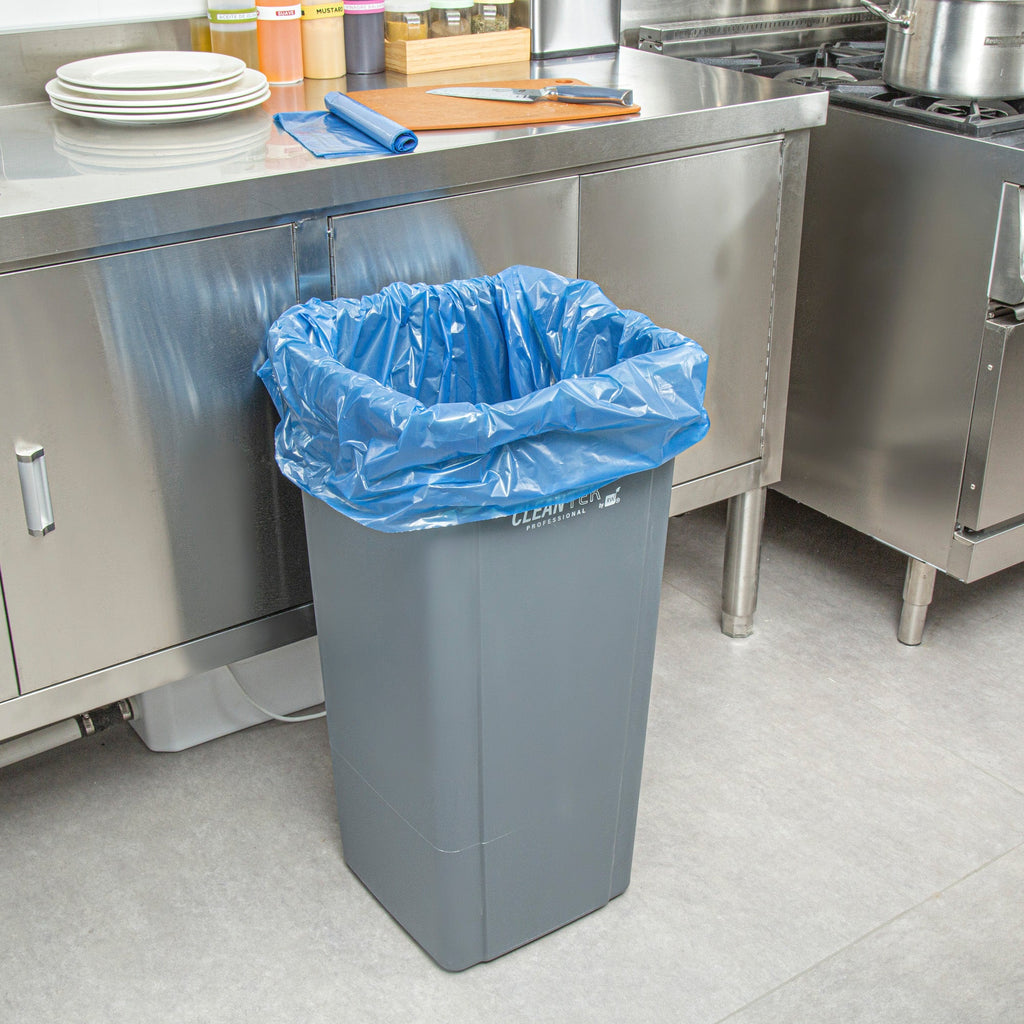 Clean Tek Professional 55 Gal Blue Plastic Recycling Trash Liner - Linear Low Density, 1.5 mil - 39" x 58" - 100 count box