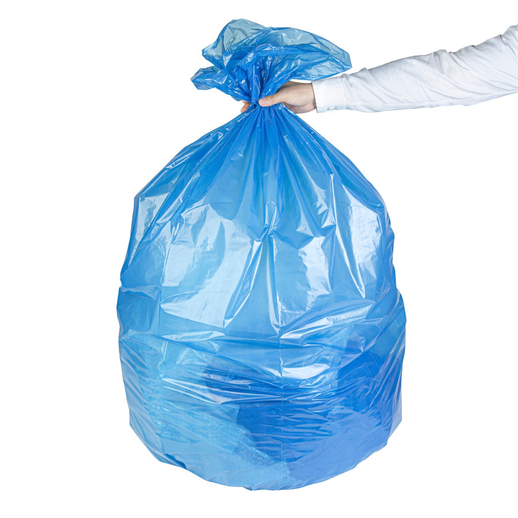 Clean Tek Professional 55 Gal Blue Plastic Recycling Trash Liner - Linear Low Density, 1.5 mil - 39" x 58" - 100 count box