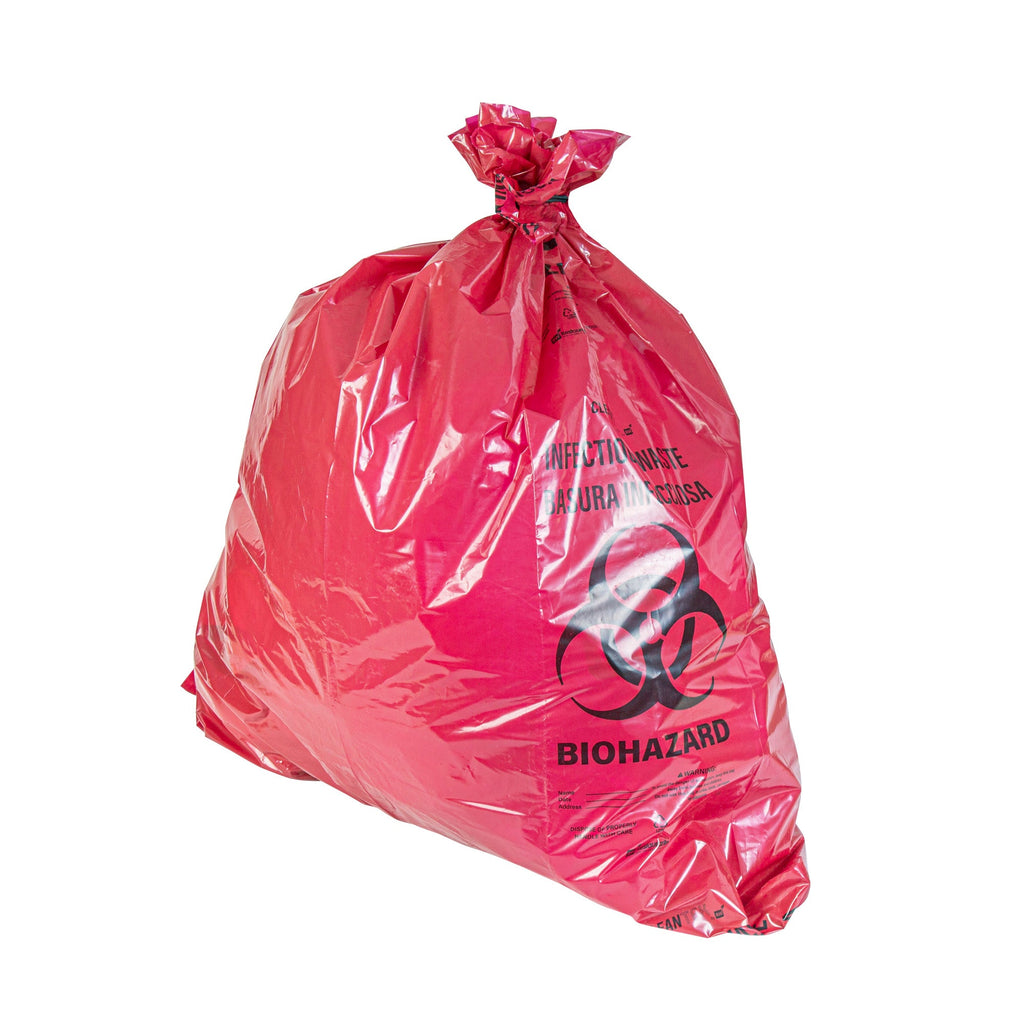 Clean Tek Professional 40-45 Gal Red Plastic Biohazard Trash Liner - Infectious Waste, Linear Low Density, 3 mil - 40" x 46" - 50 count box