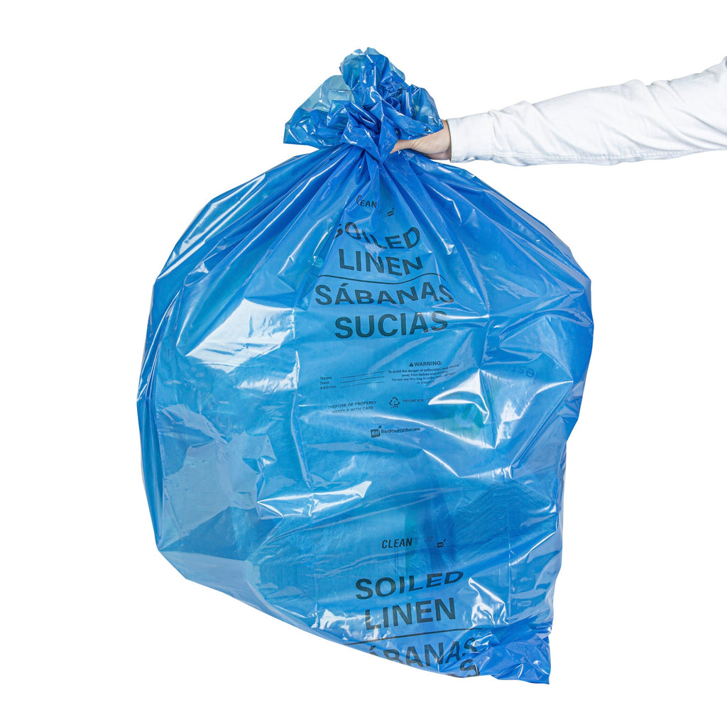 Clean Tek Professional 40-45 Gal Blue Plastic Biohazard Trash Liner - Soiled Linen, Linear Low Density, 3 mil - 40" x 46" - 50 count box