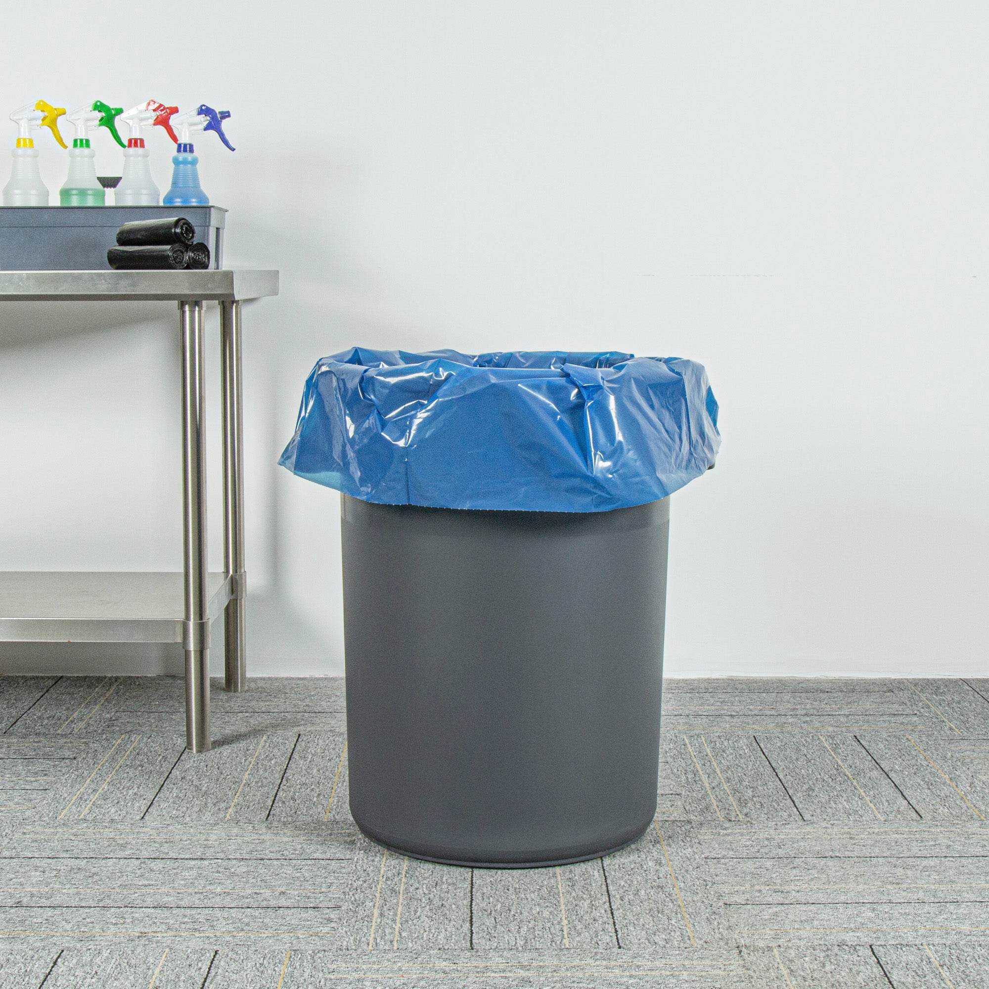 Clean Tek Professional 40-45 Gal Blue Plastic Biohazard Trash Liner - Soiled Linen, Linear Low Density, 3 mil - 40" x 46" - 50 count box