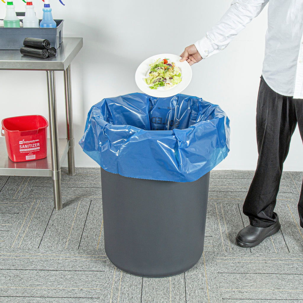 Clean Tek Professional 40-45 Gal Blue Plastic Biohazard Trash Liner - Soiled Linen, Linear Low Density, 3 mil - 40" x 46" - 50 count box