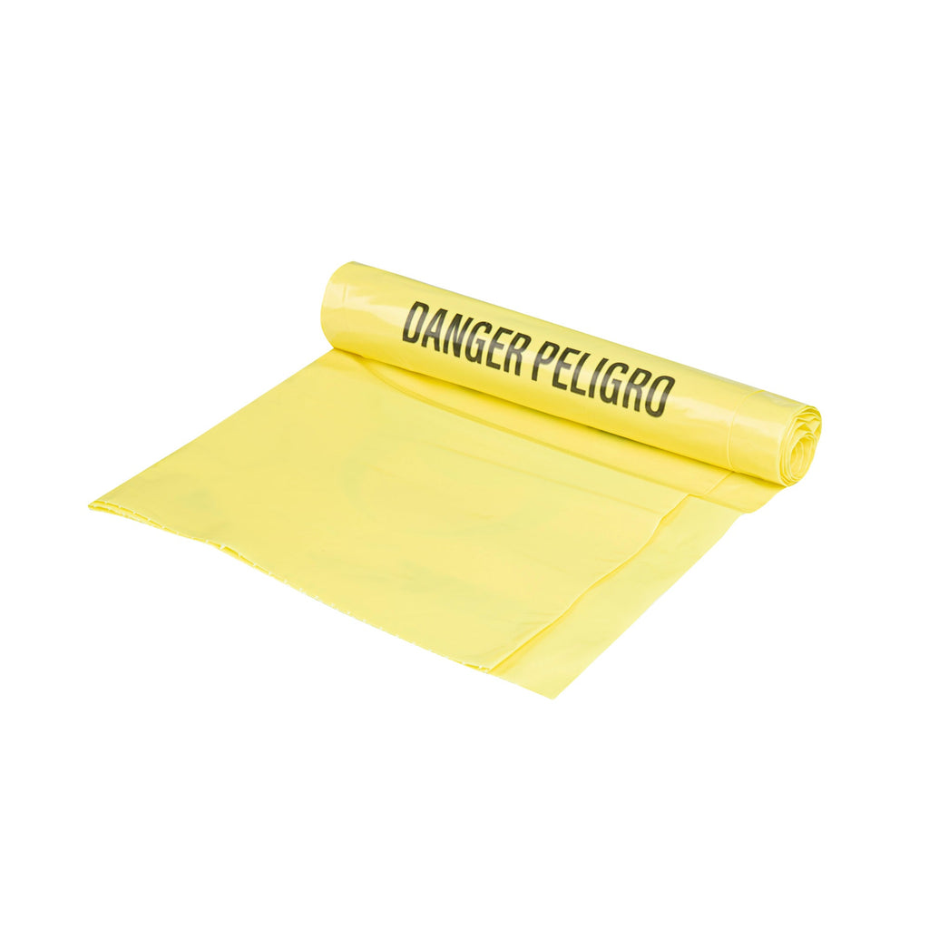 Clean Tek Professional 40-45 Gal Yellow Plastic Biohazard Trash Liner - Infectious Linen,Linear Low Density,3 mil - 40" x 46" - 50 count box