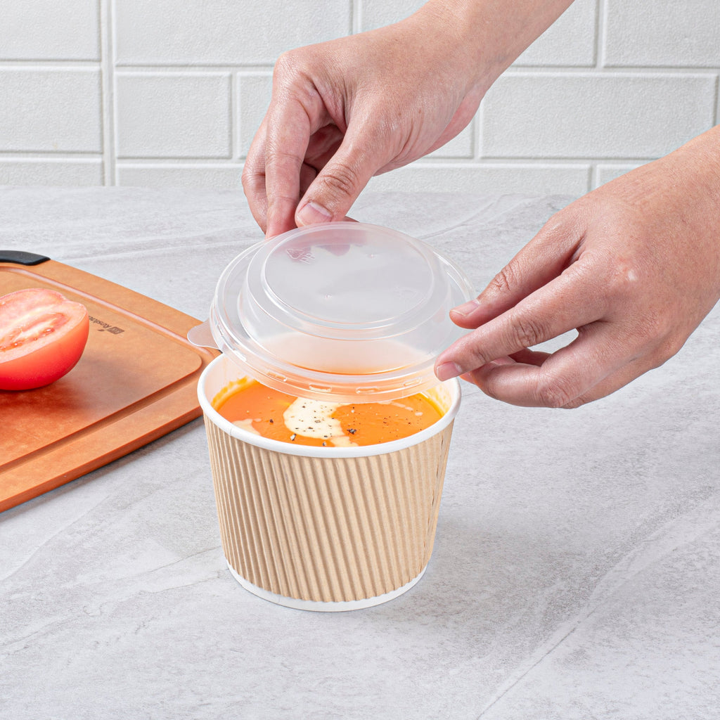 Bio Tek Round Clear Plastic Soup Container Lid - Fits 12 / 18 oz - 25 count box