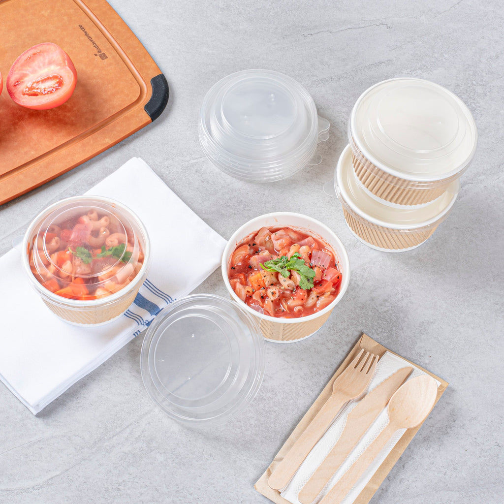 Bio Tek Round Clear Plastic Soup Container Lid - Fits 12 / 18 oz - 200 count box