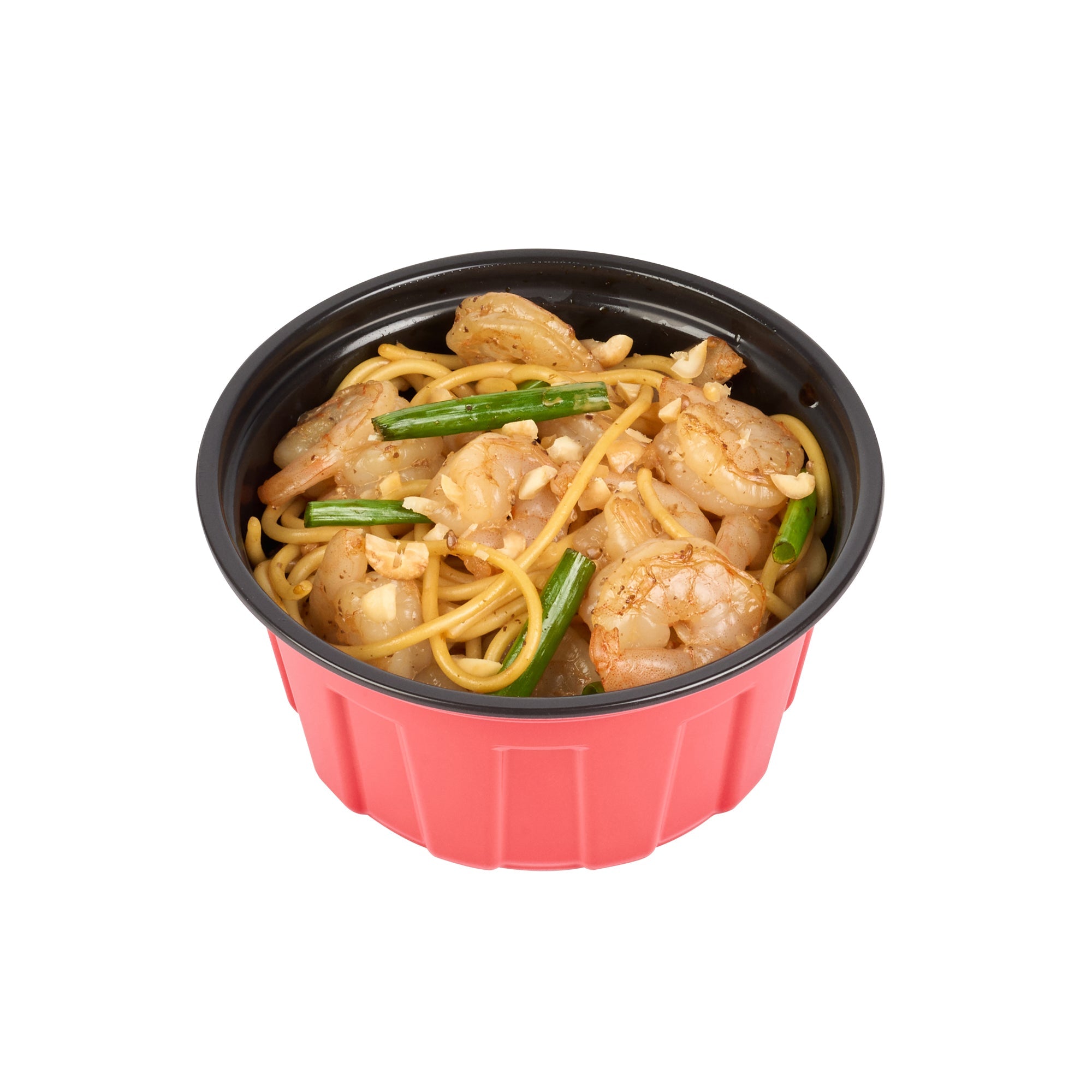 Bento Tek 12 oz Round Red Plastic To Go Box - Microwave-Safe - 4 3/4" x 4 3/4" x 2 1/4" - 50 count box