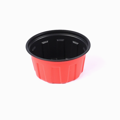 Bento Tek 12 oz Round Red Plastic To Go Box - Microwave-Safe - 4 3/4" x 4 3/4" x 2 1/4" - 200 count box