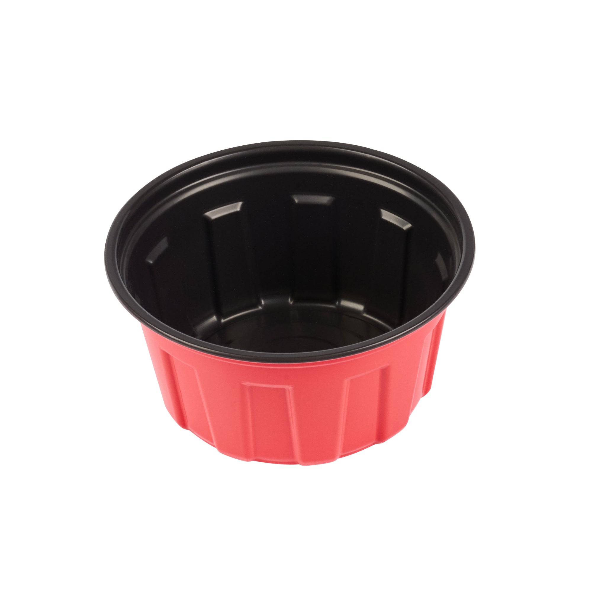 Bento Tek 12 oz Round Red Plastic To Go Box - Microwave-Safe - 4 3/4" x 4 3/4" x 2 1/4" - 200 count box