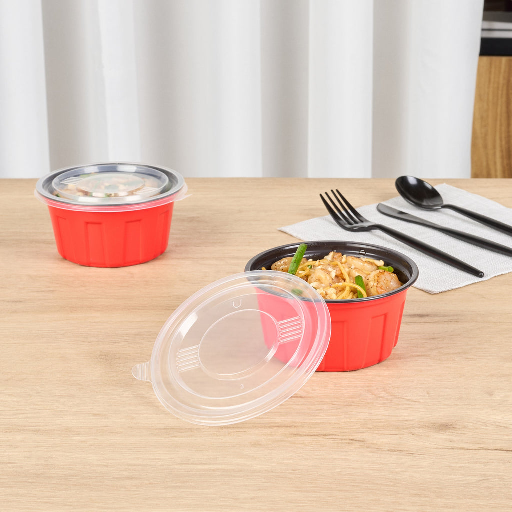 Bento Tek Round Clear Plastic Lid - Fits 12 oz To Go Box - 5" x 5" - 200 count box