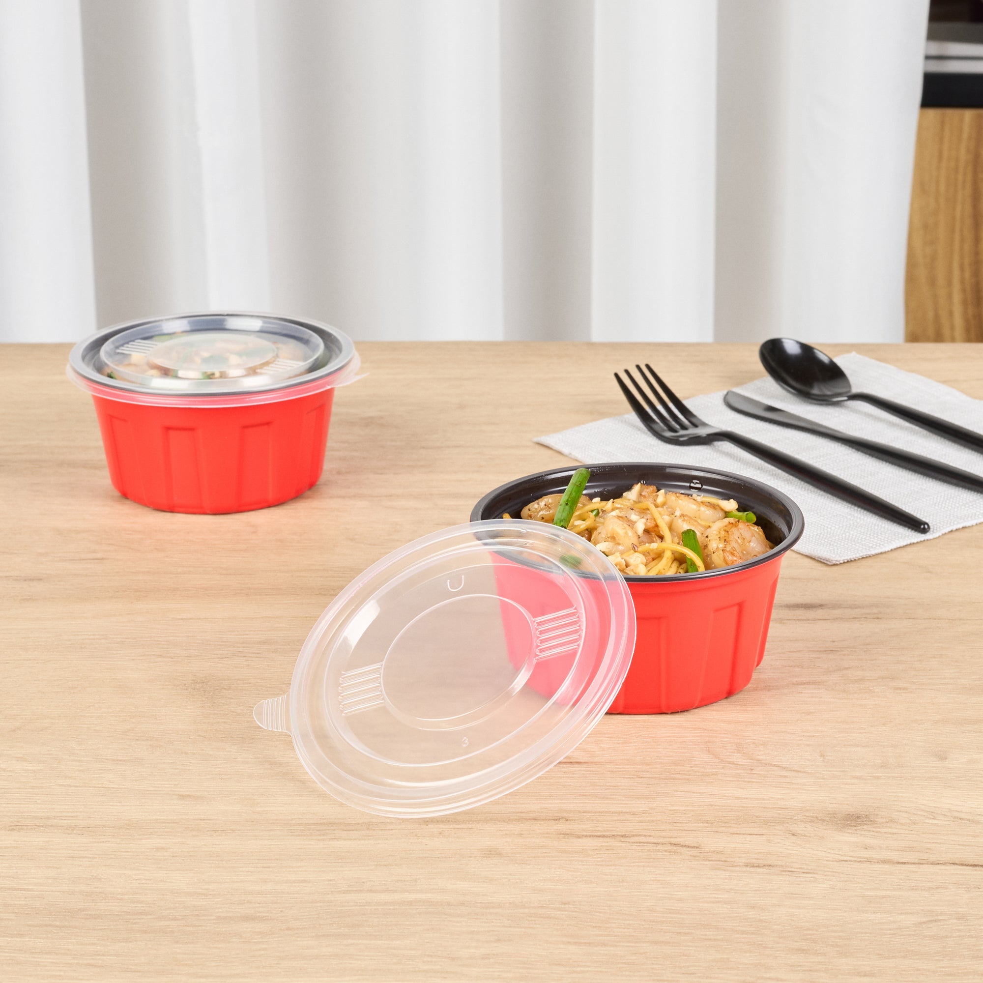 Bento Tek Round Clear Plastic Lid - Fits 12 oz To Go Box - 5" x 5" - 200 count box
