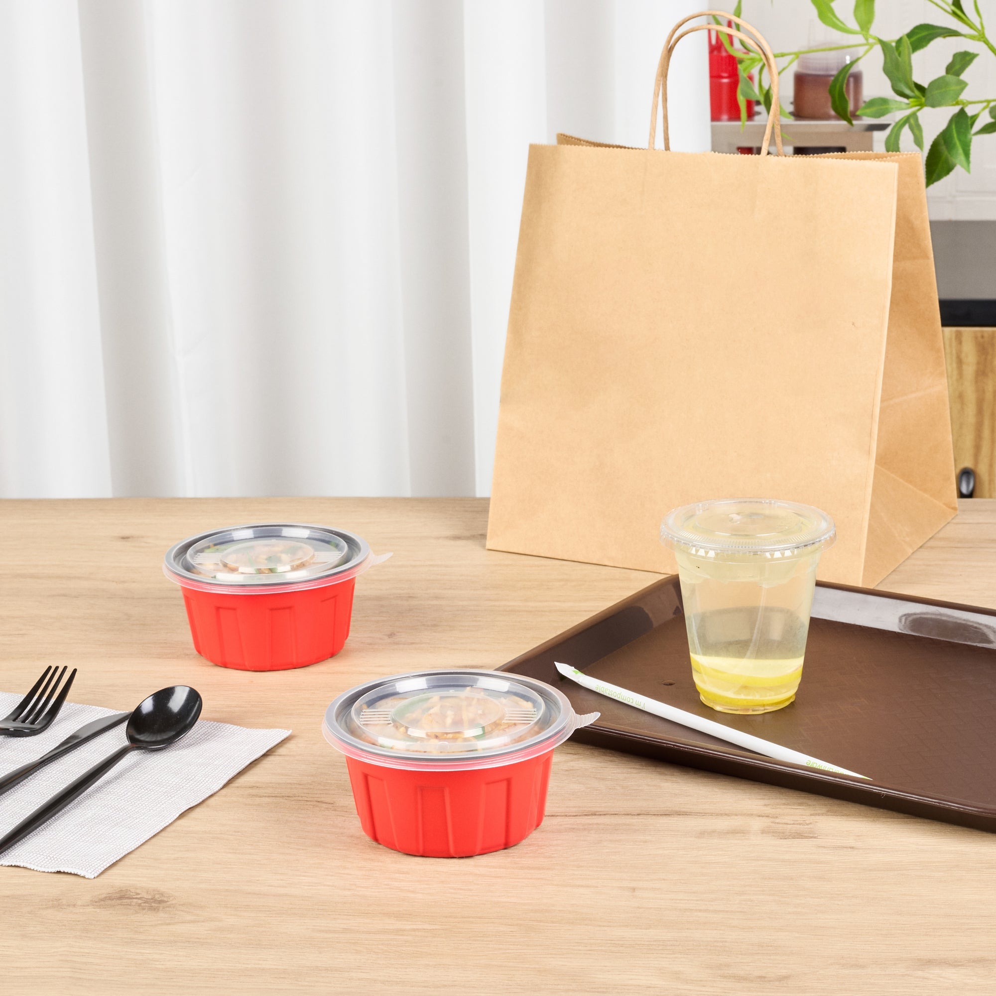 Bento Tek Round Clear Plastic Lid - Fits 12 oz To Go Box - 5" x 5" - 50 count box