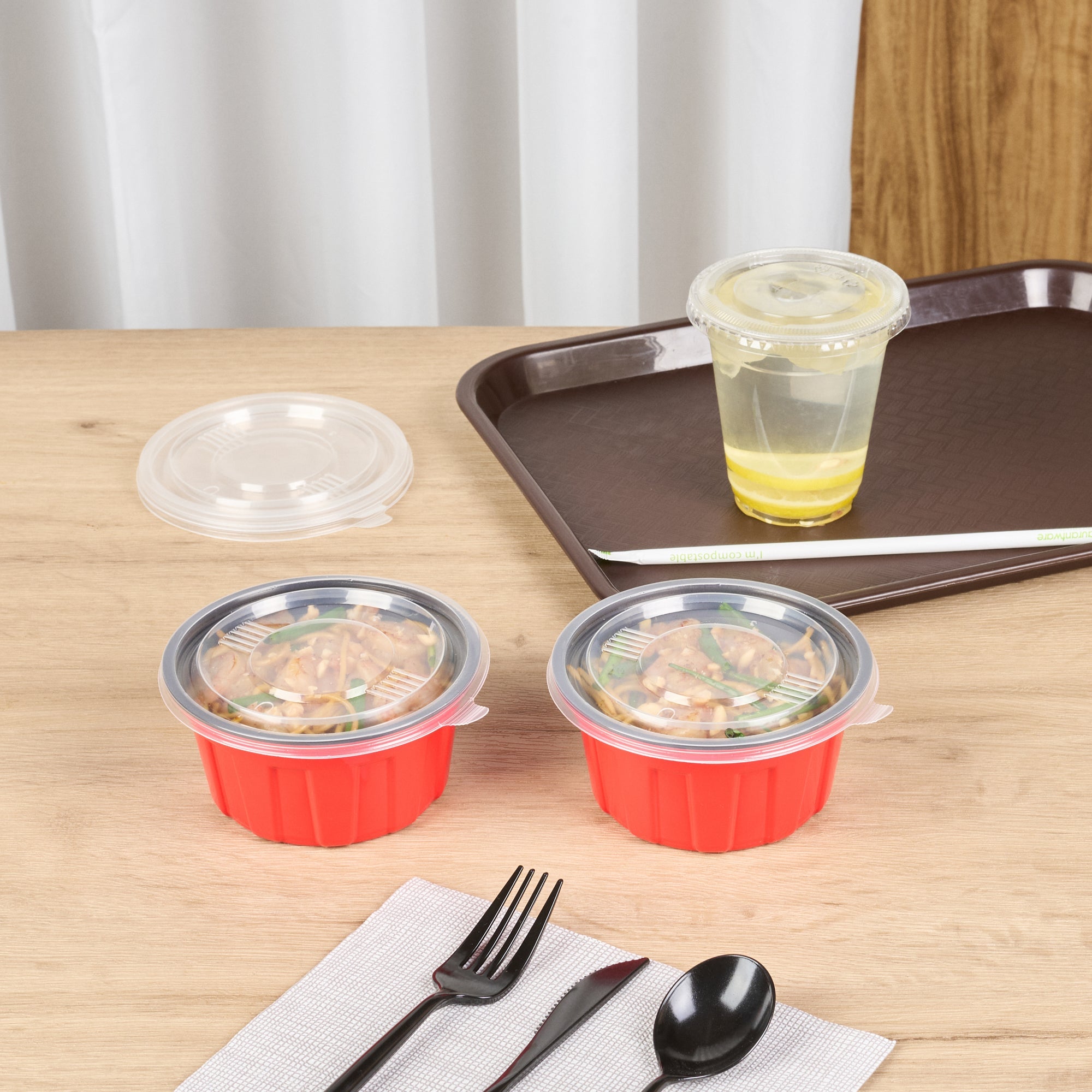 Bento Tek Round Clear Plastic Lid - Fits 12 oz To Go Box - 5" x 5" - 50 count box