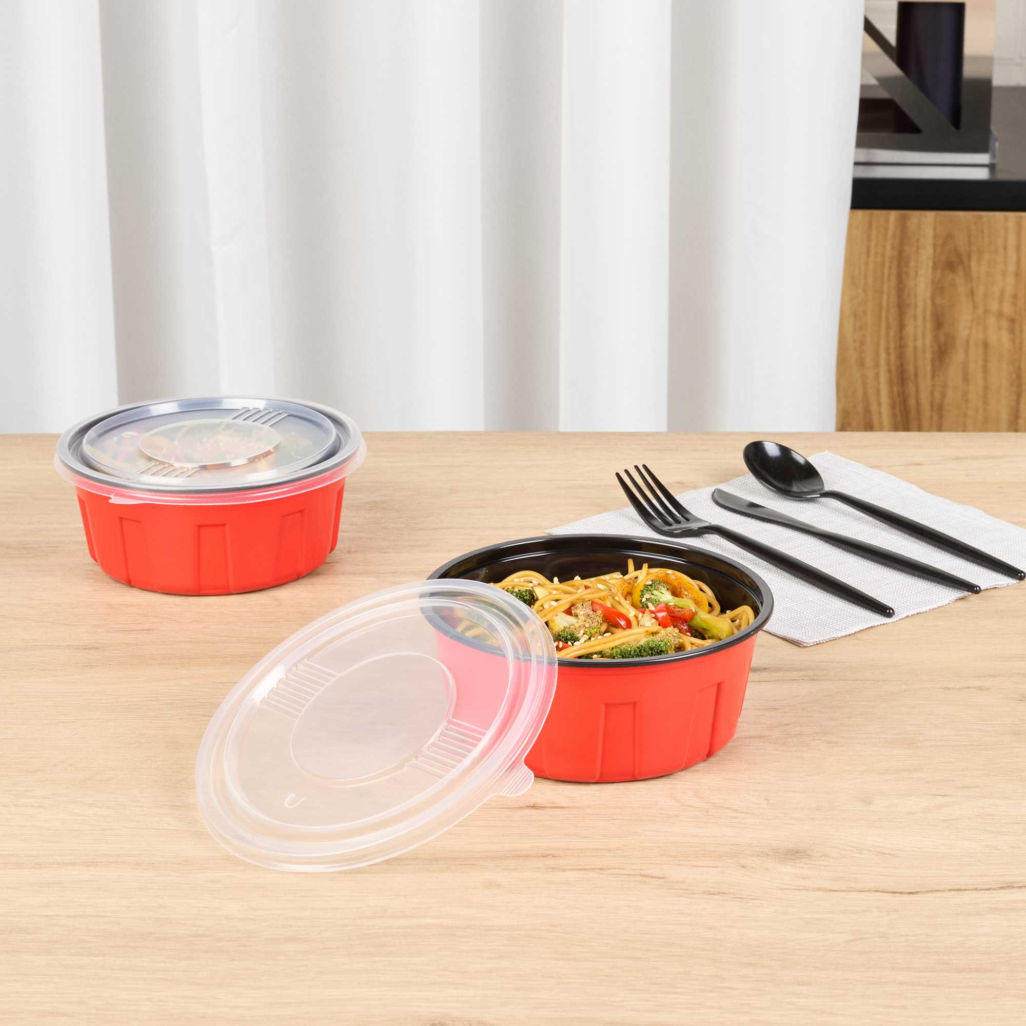 Bento Tek Round Clear Plastic Lid - Fits 23 oz To Go Box - 6" x 6" - 50 count box