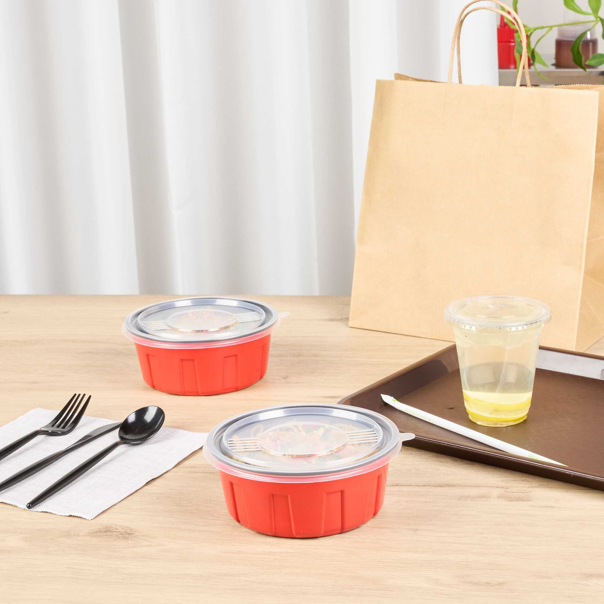 Bento Tek Round Clear Plastic Lid - Fits 23 oz To Go Box - 6" x 6" - 200 count box