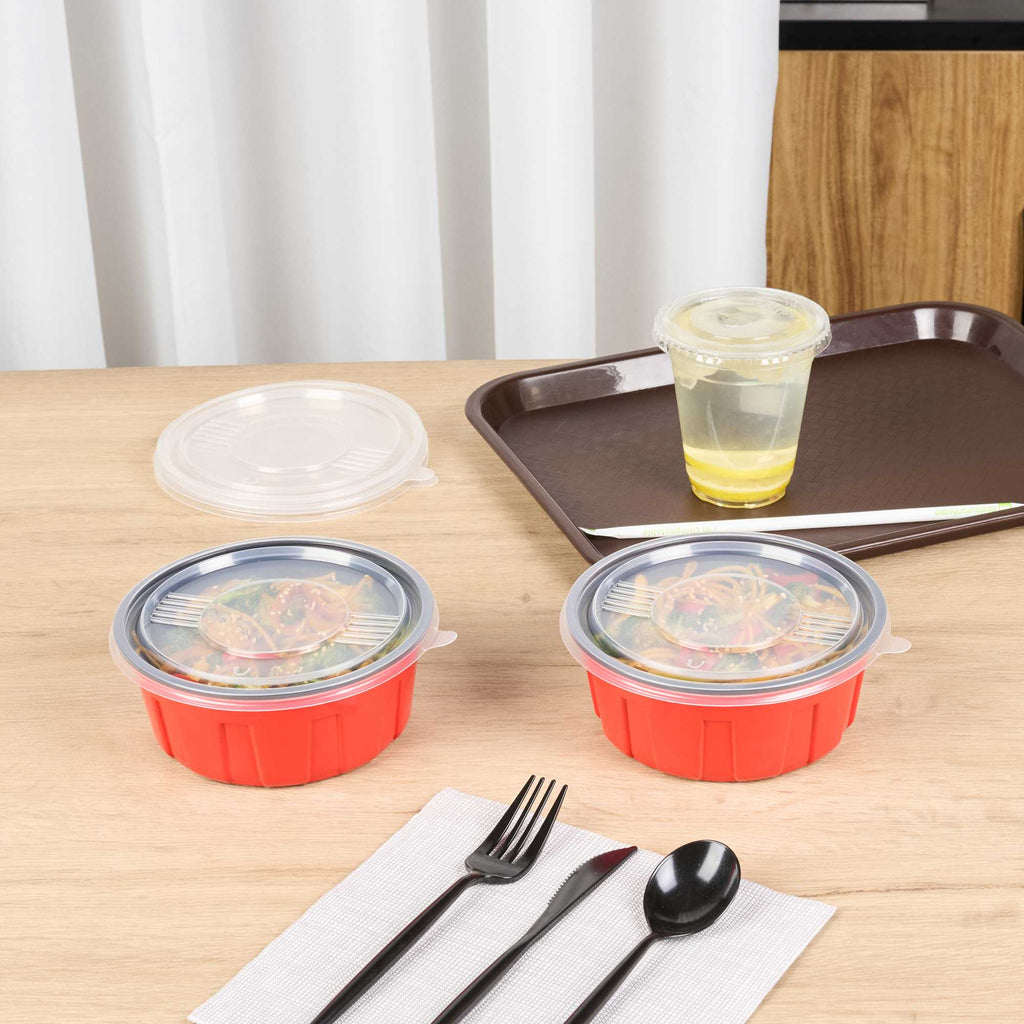 Bento Tek Round Clear Plastic Lid - Fits 23 oz To Go Box - 6" x 6" - 200 count box
