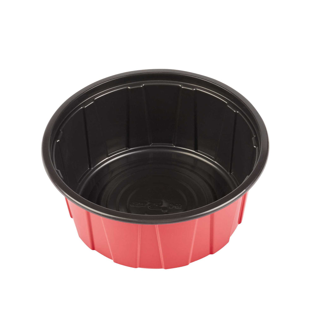 Bento Tek 42 oz Round Red Plastic To Go Box - Microwave-Safe - 7" x 7" x 3 1/4" - 200 count box