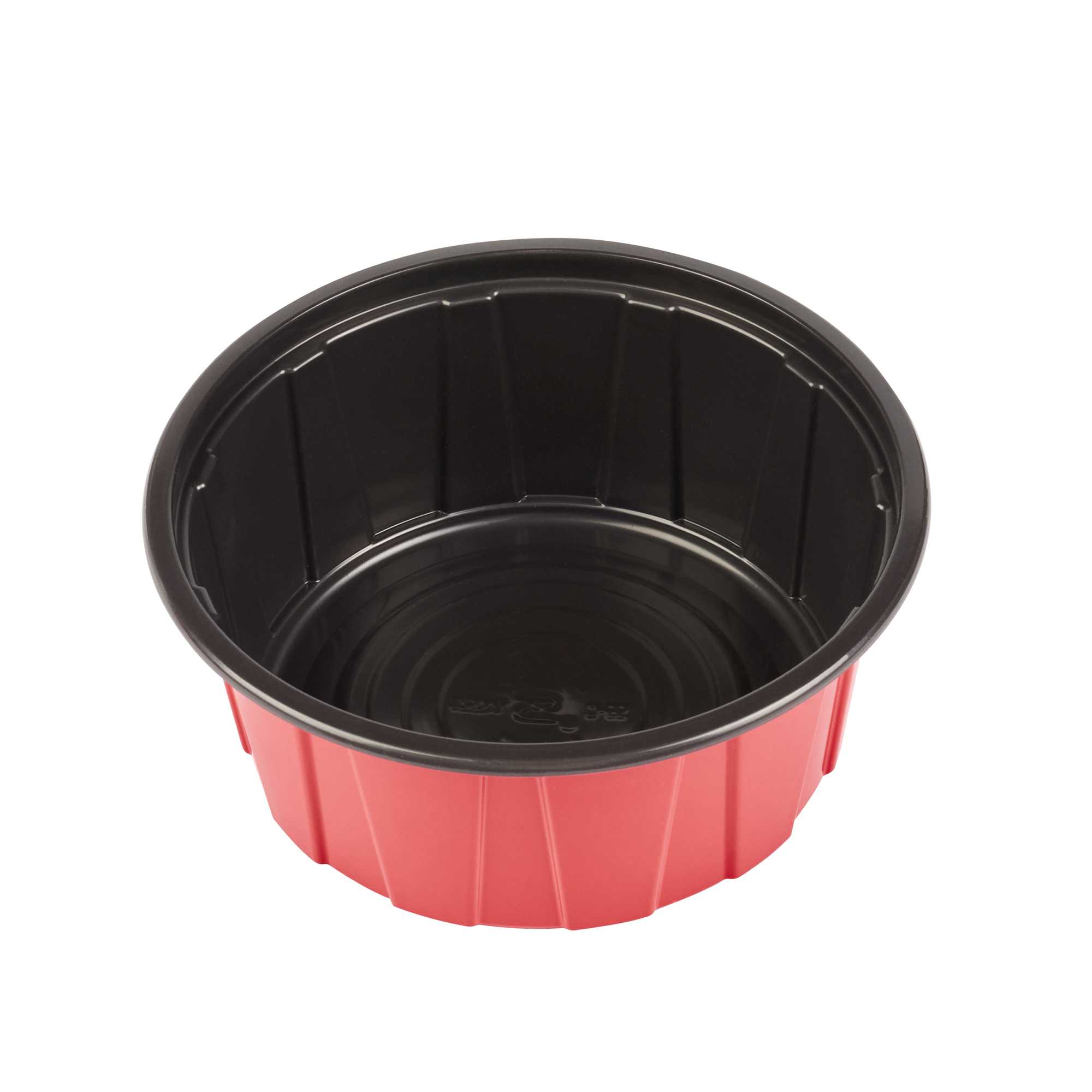 Bento Tek 42 oz Round Red Plastic To Go Box - Microwave-Safe - 7" x 7" x 3 1/4" - 200 count box