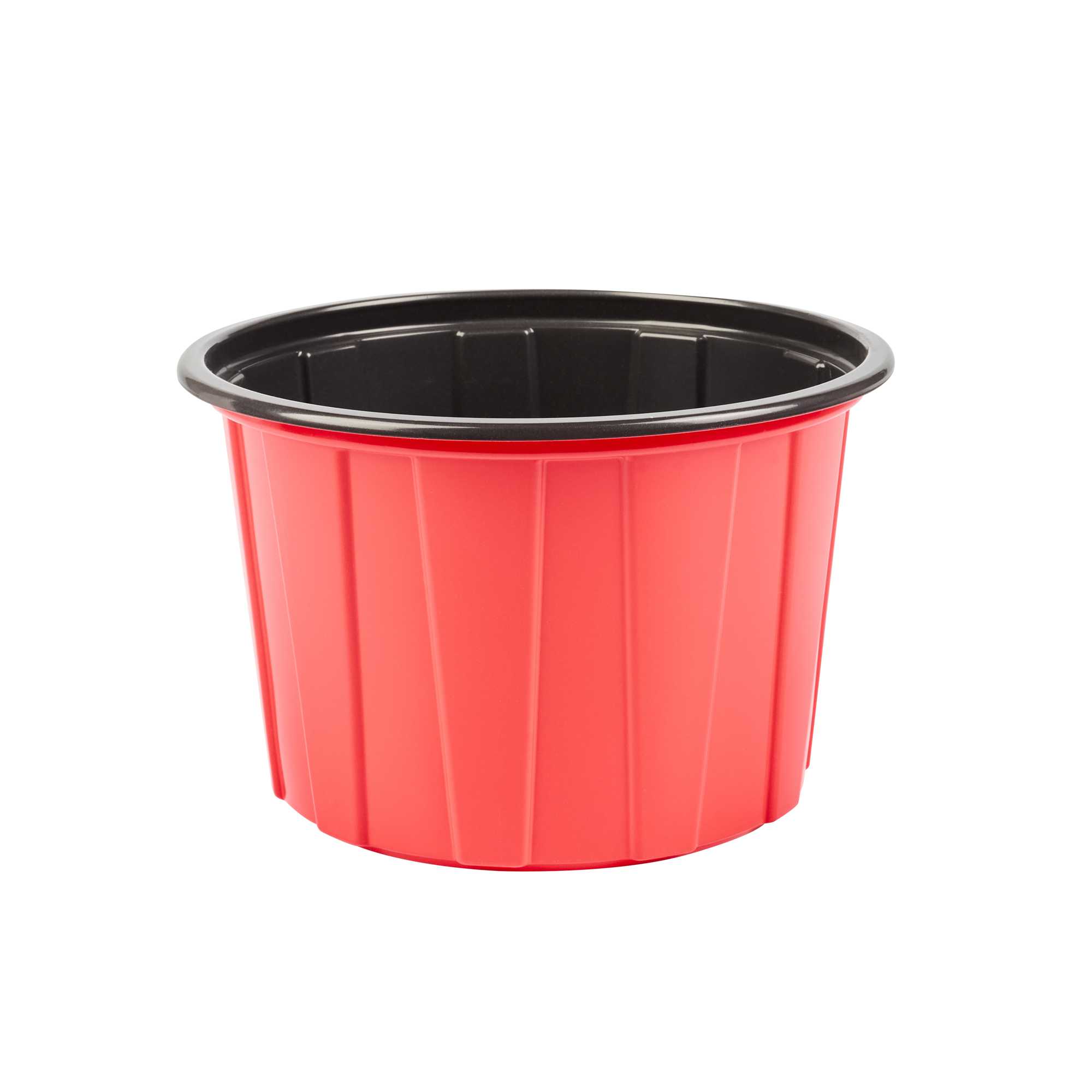 Bento Tek 58 oz Round Red Plastic To Go Box - Microwave-Safe - 7" x 7" x 4 1/2" - 50 count box