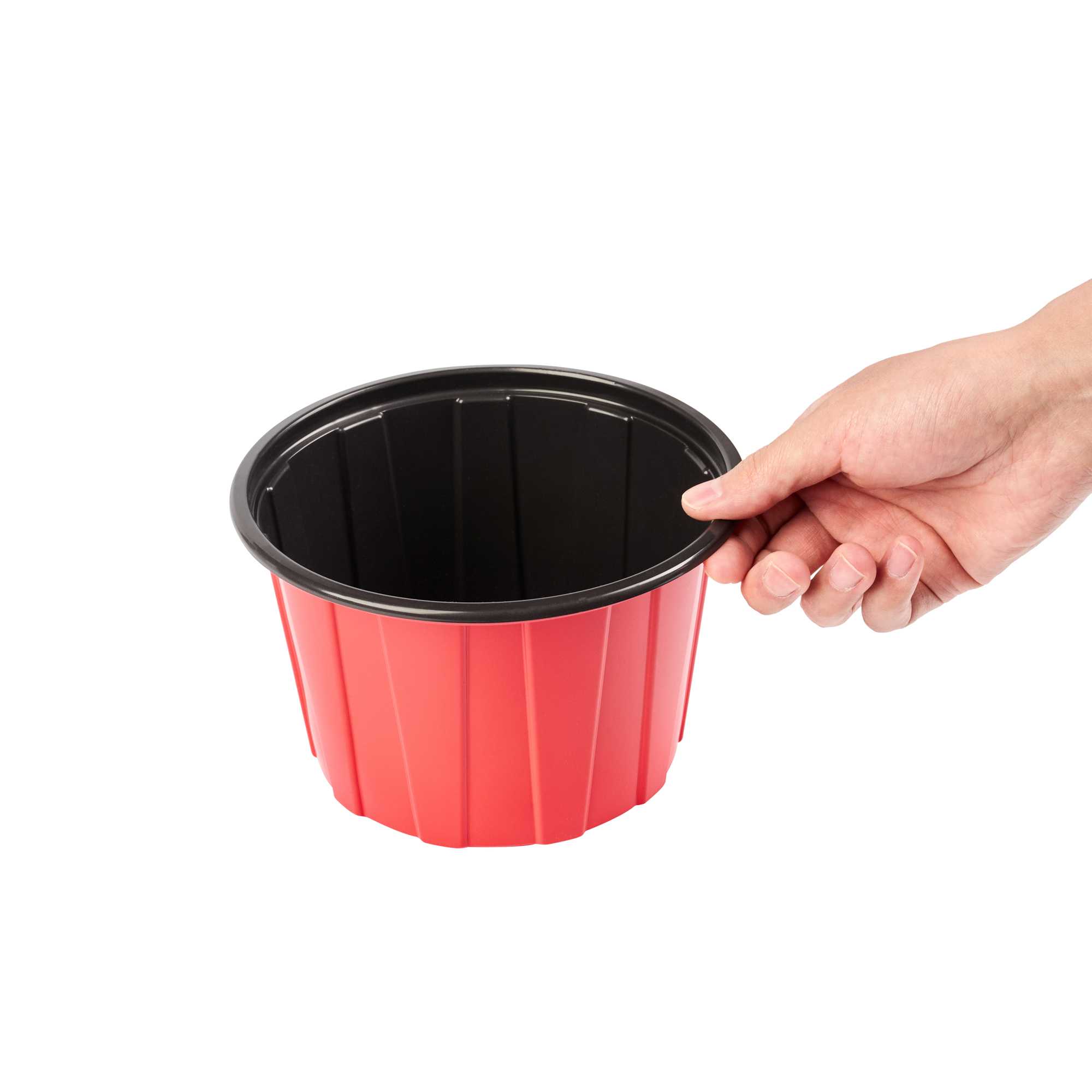 Bento Tek 58 oz Round Red Plastic To Go Box - Microwave-Safe - 7" x 7" x 4 1/2" - 200 count box