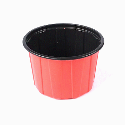 Bento Tek 58 oz Round Red Plastic To Go Box - Microwave-Safe - 7" x 7" x 4 1/2" - 200 count box