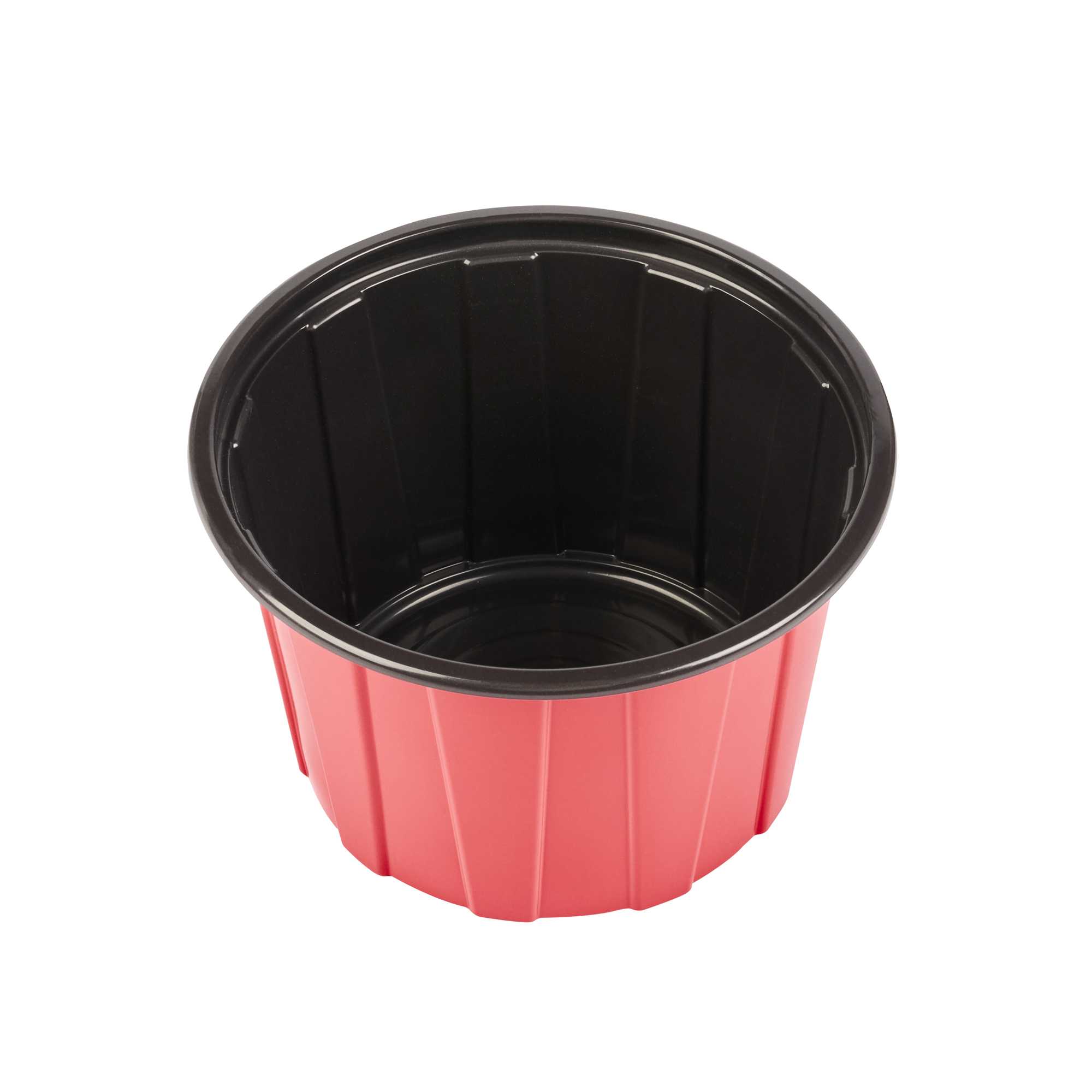 Bento Tek 58 oz Round Red Plastic To Go Box - Microwave-Safe - 7" x 7" x 4 1/2" - 200 count box