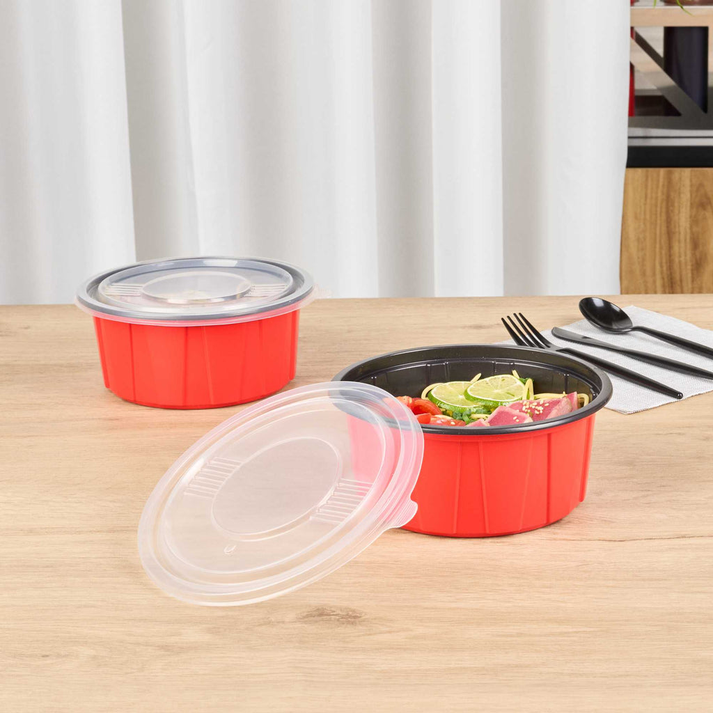 Bento Tek Round Clear Plastic Lid - Fits 42 and 58 oz To Go Box - 7 1/4" x 7 1/4" - 200 count box