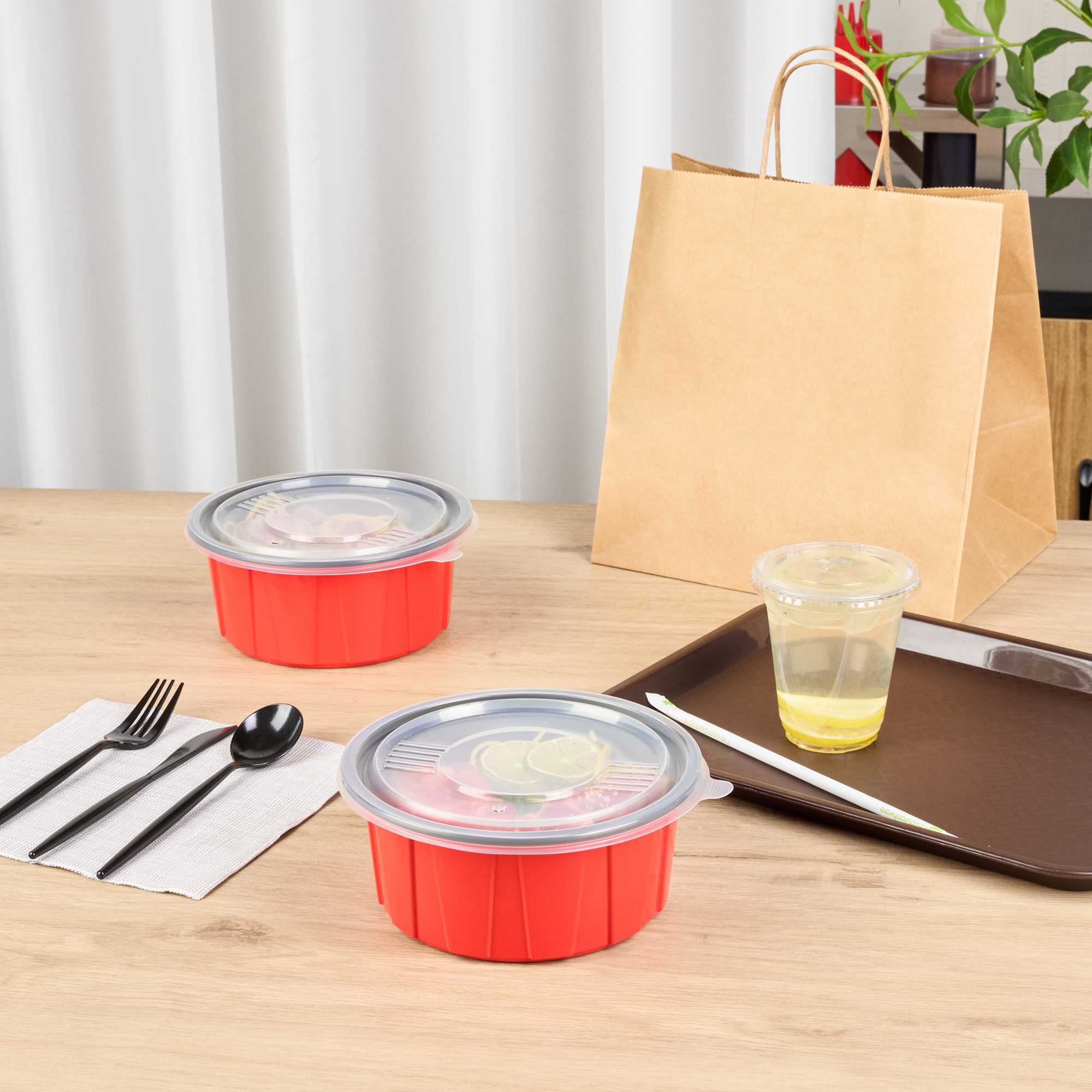 Bento Tek Round Clear Plastic Lid - Fits 42 and 58 oz To Go Box - 7 1/4" x 7 1/4" - 50 count box