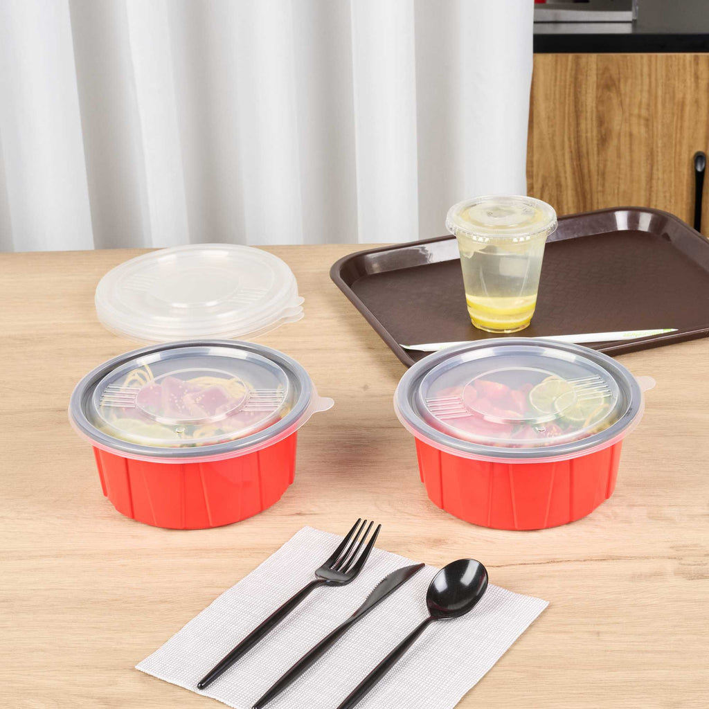 Bento Tek Round Clear Plastic Lid - Fits 42 and 58 oz To Go Box - 7 1/4" x 7 1/4" - 200 count box