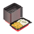 Bento Tek 16 oz Rectangle Red Plastic To Go Box - Microwave-Safe - 7 1/4" x 4 3/4" x 1 1/2" - 200 count box
