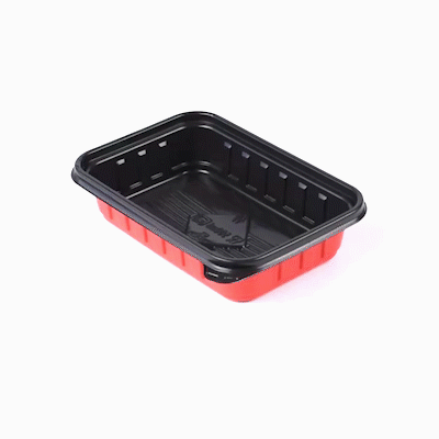 Bento Tek 16 oz Rectangle Red Plastic To Go Box - Microwave-Safe - 7 1/4" x 4 3/4" x 1 1/2" - 50 count box