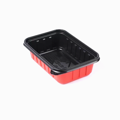 Bento Tek 22 oz Rectangle Red Plastic To Go Box - Microwave-Safe - 7 1/4" x 4 3/4" x 2" - 50 count box