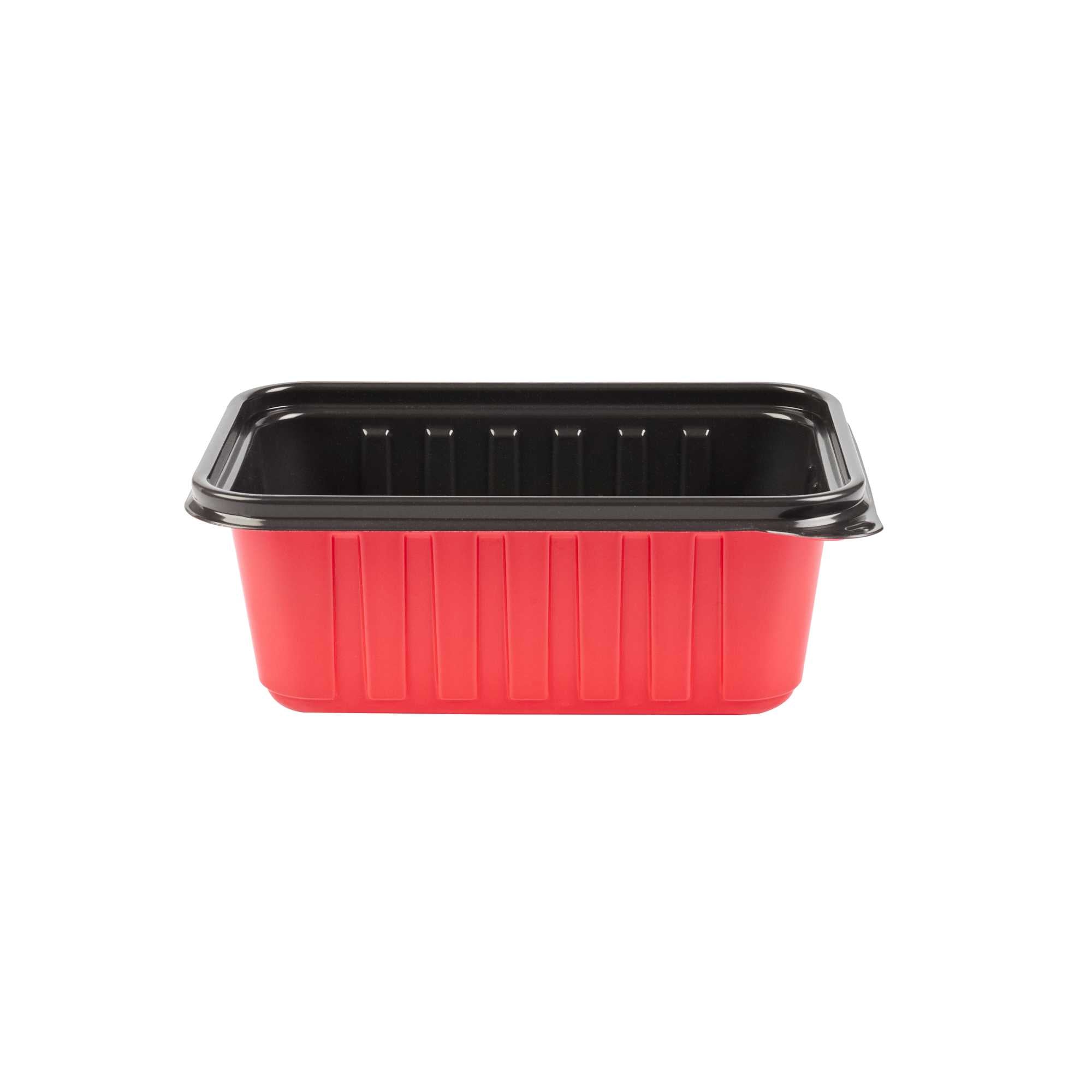 Bento Tek 30 oz Rectangle Red Plastic To Go Box - Microwave-Safe - 7 1/4" x 4 3/4" x 2 3/4" - 200 count box