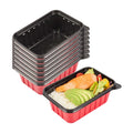 Bento Tek 30 oz Rectangle Red Plastic To Go Box - Microwave-Safe - 7 1/4" x 4 3/4" x 2 3/4" - 200 count box