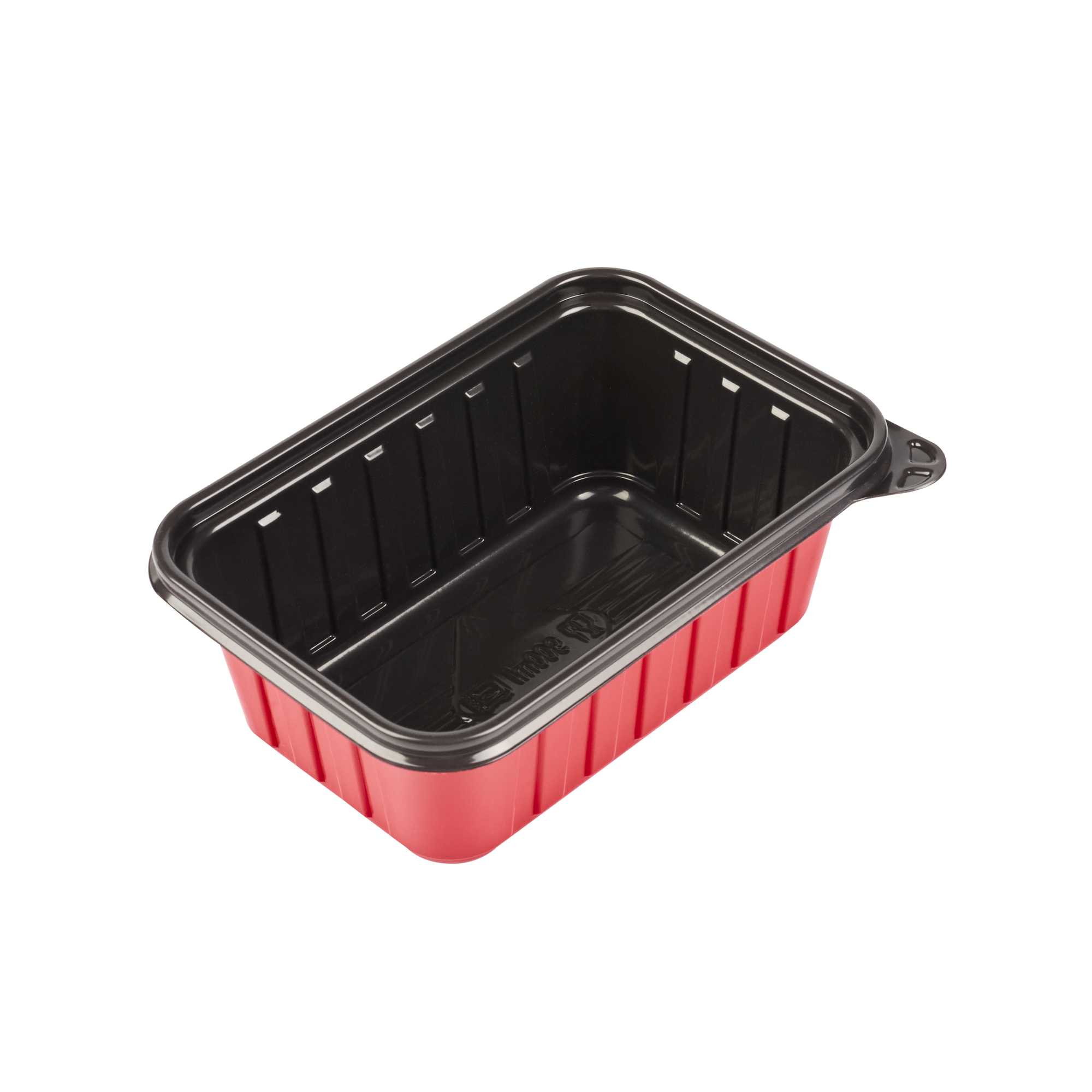 Bento Tek 30 oz Rectangle Red Plastic To Go Box - Microwave-Safe - 7 1/4" x 4 3/4" x 2 3/4" - 50 count box