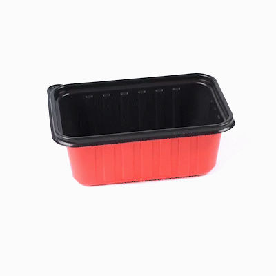 Bento Tek 30 oz Rectangle Red Plastic To Go Box - Microwave-Safe - 7 1/4" x 4 3/4" x 2 3/4" - 200 count box