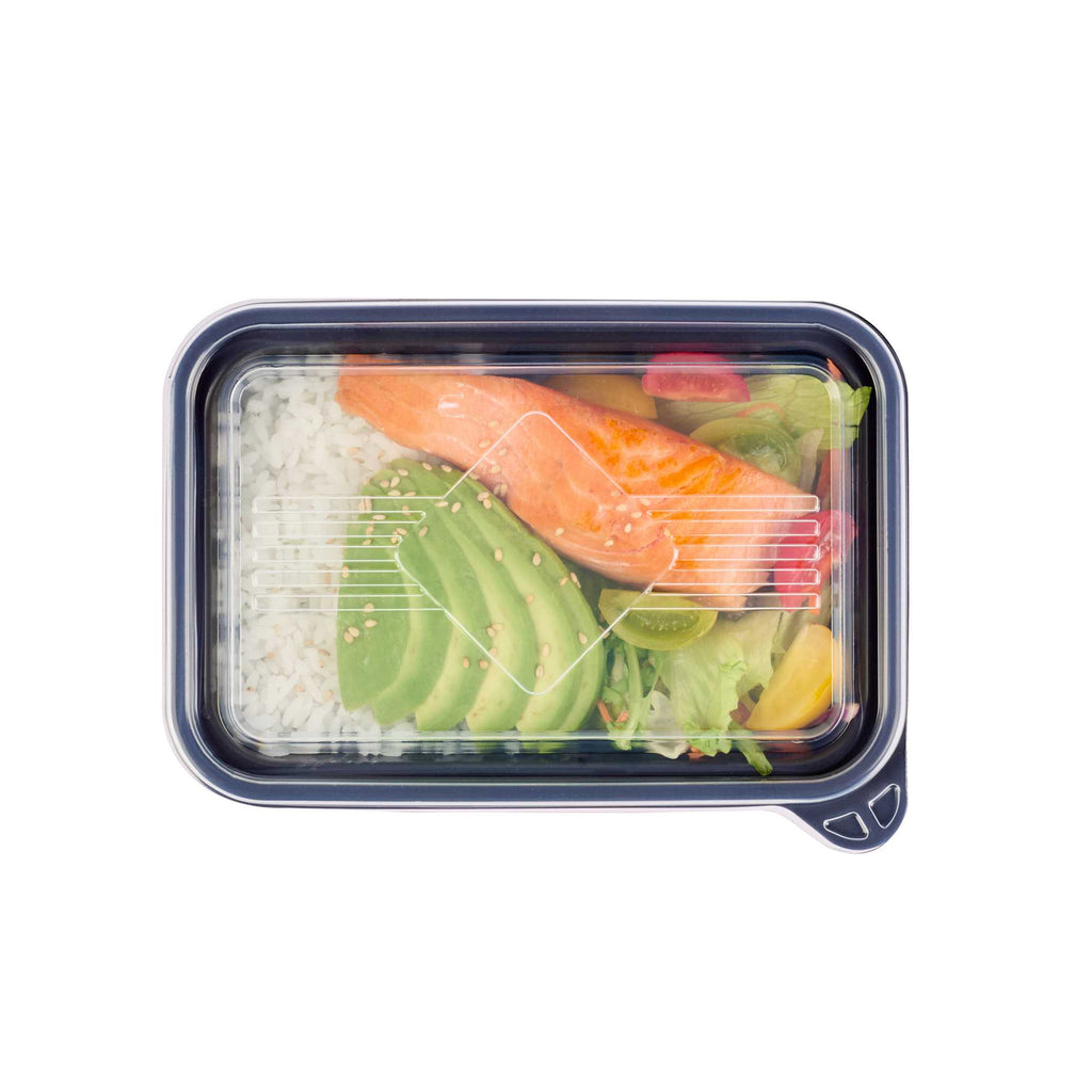 Bento Tek Rectangle Clear Plastic Lid - Fits 16, 22, 30 oz To Go Box - 7 1/4" x 4 3/4" - 200 count box