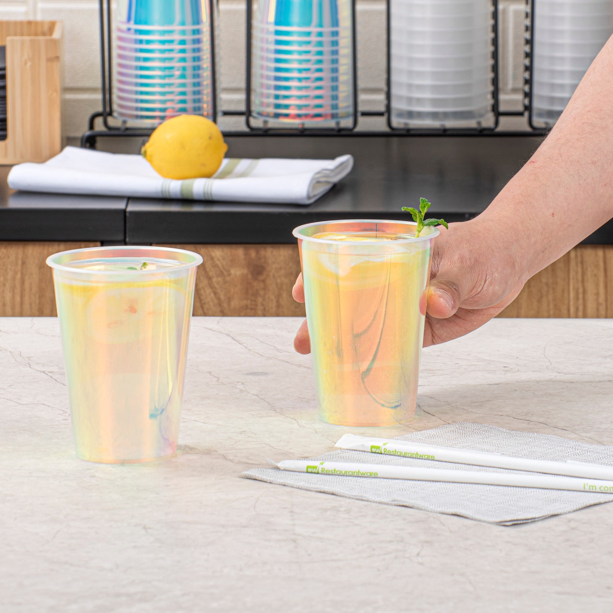 Bev Tek 12 oz Iridescent Plastic Hot / Cold Drinking Cup - 25 count box