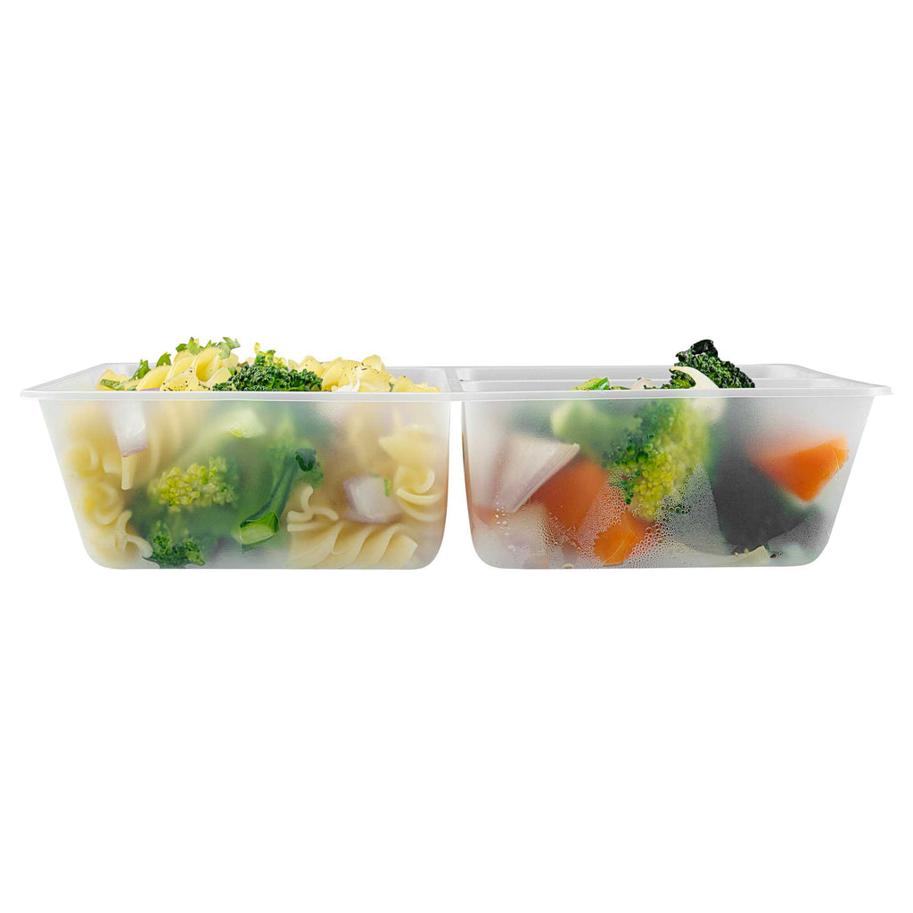 Bio Tek 40 oz White Plastic 3-Compartment Insert Tray - Fits 49 / 71 / 98 Bio Box Take Out Container, Microwave-Safe - 50 count box