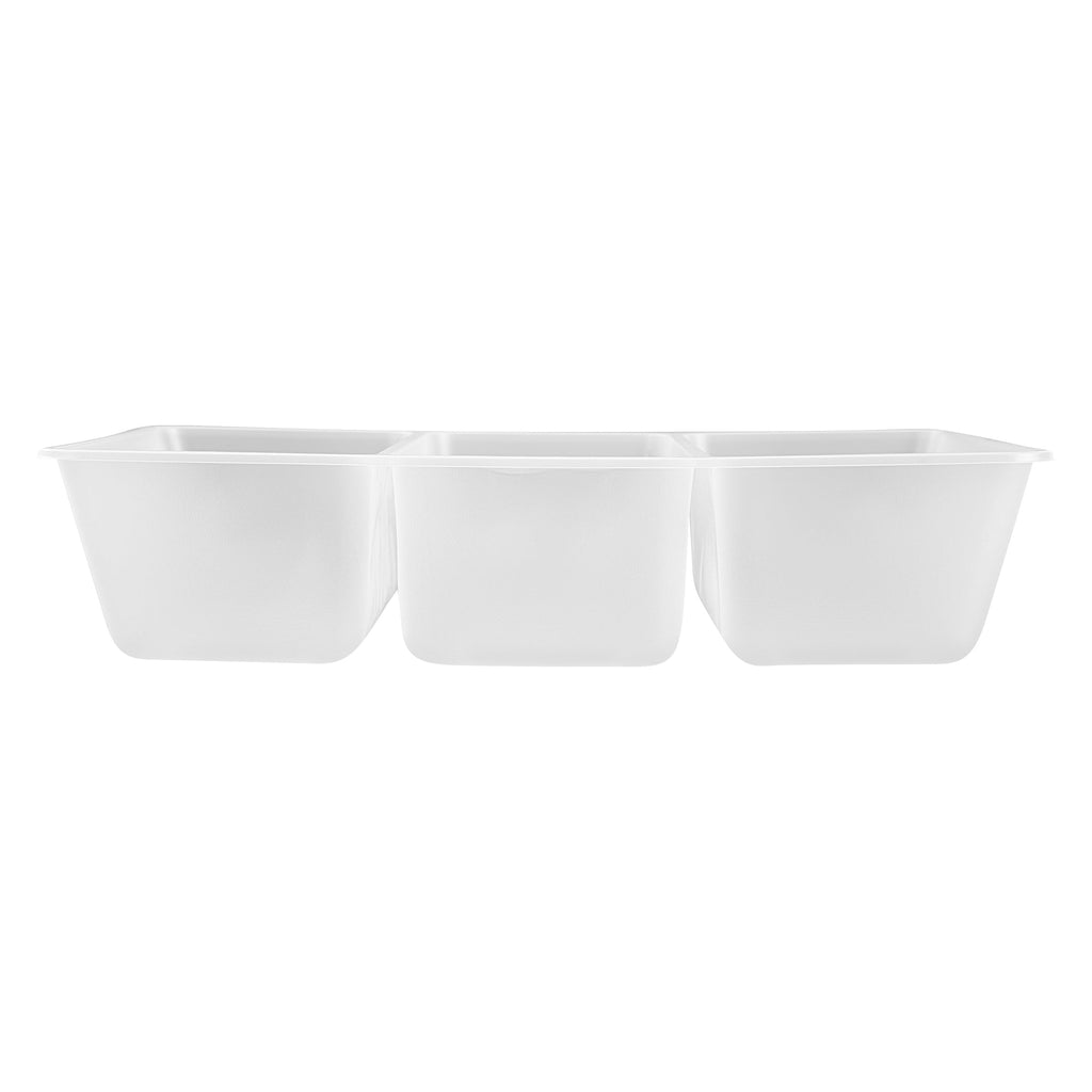 Bio Tek 40 oz White Plastic 3-Compartment Taco Insert Tray - Fits 49 / 71 / 98 Bio Box Take Out Container, Microwave-Safe - 200 count box