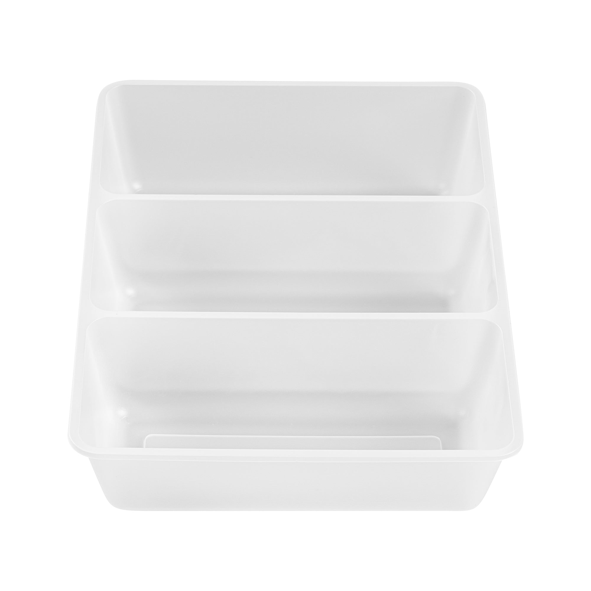 Bio Tek 40 oz White Plastic 3-Compartment Taco Insert Tray - Fits 49 / 71 / 98 Bio Box Take Out Container, Microwave-Safe - 200 count box