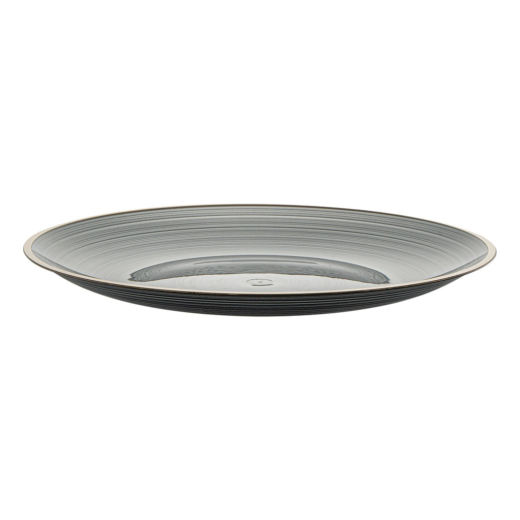 Moderna Round Black Translucent Plastic Gold-Rimmed Plate - Rippled - 7 1/4" x 7 1/4" - 20 count box