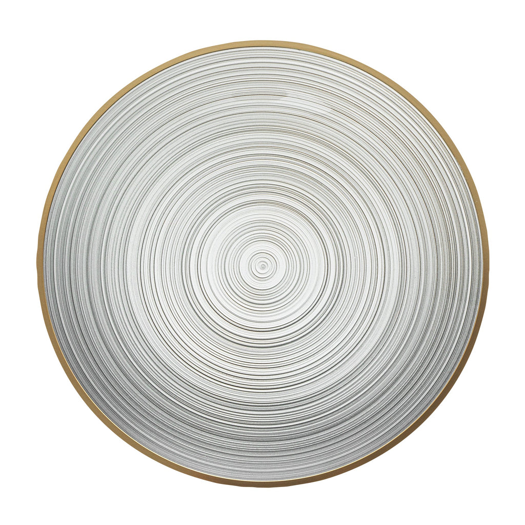 Moderna Round Black Translucent Plastic Gold-Rimmed Plate - Rippled - 7 1/4" x 7 1/4" - 20 count box
